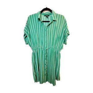 ❗️5/$25 SALE F21 Green Striped Shirt Dress Medium